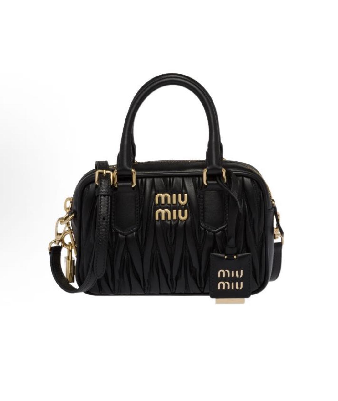 MIU MIU Черная кожаная сумка с короткими ручками, фото 5