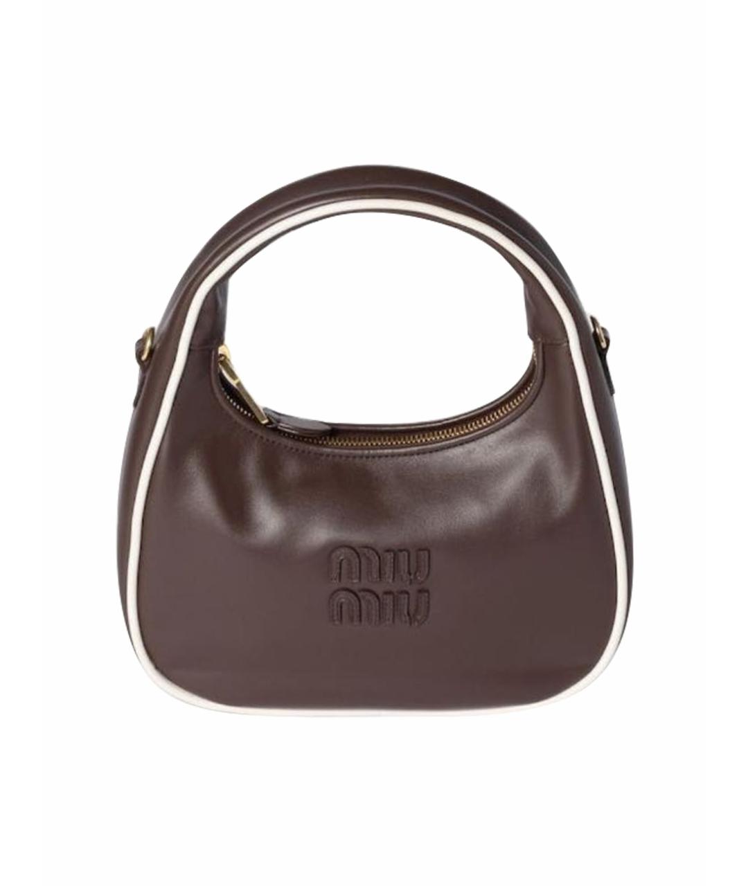 MIU MIU Коричневая кожаная сумка с короткими ручками, фото 1