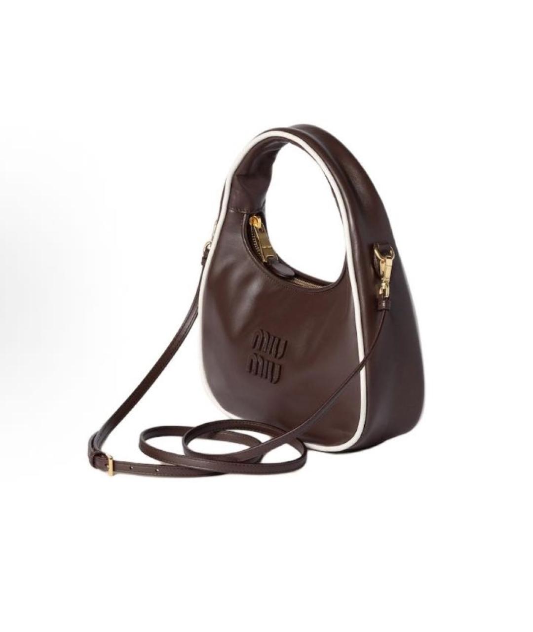MIU MIU Коричневая кожаная сумка с короткими ручками, фото 2