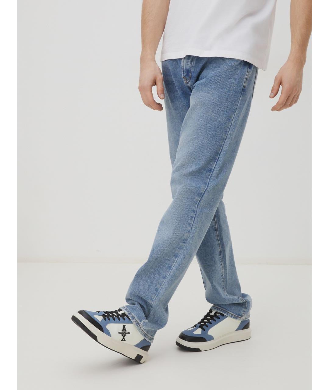 ARMANI EXCHANGE Голубые замшевые низкие кроссовки / кеды, фото 6