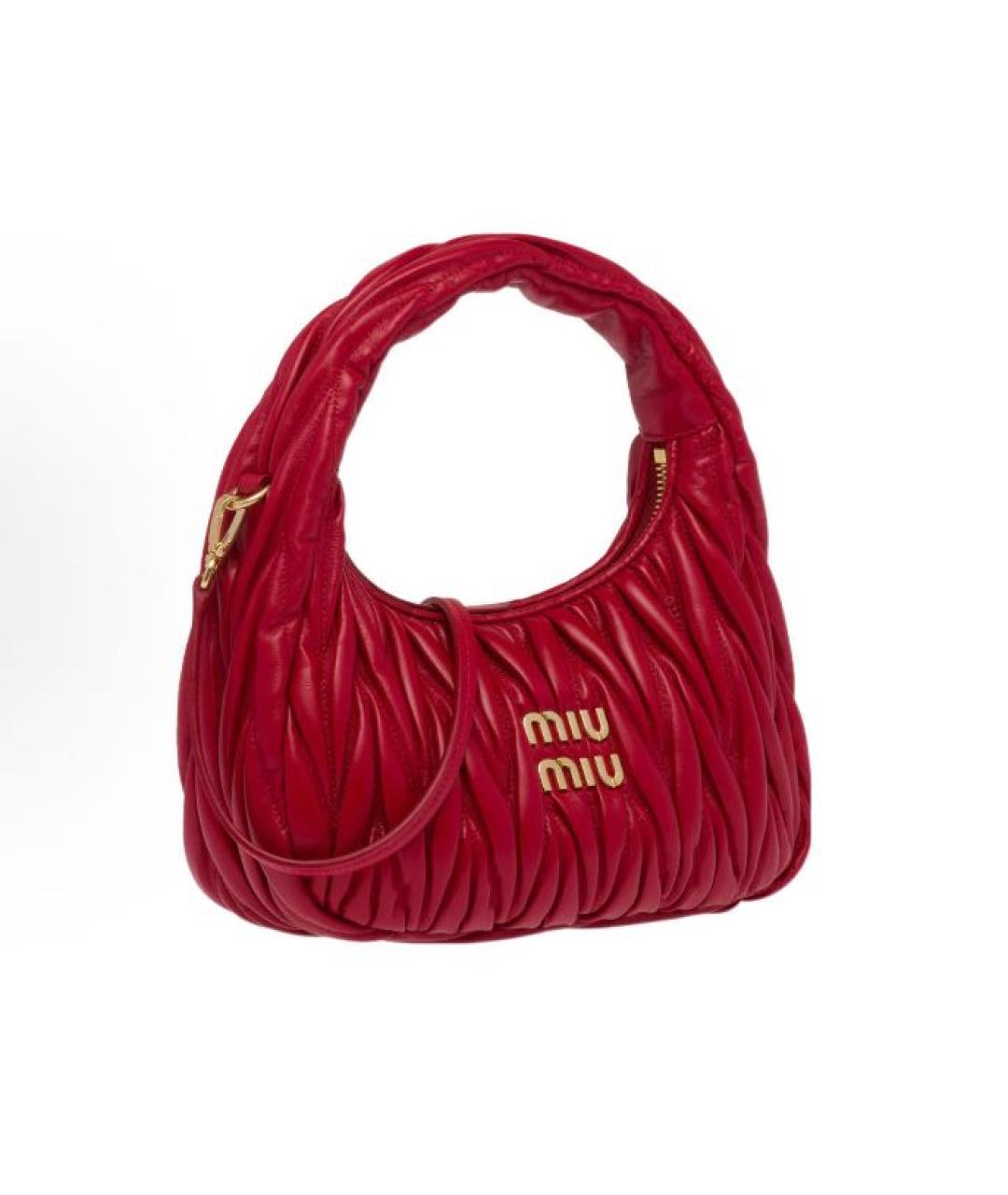 MIU MIU Красная кожаная сумка с короткими ручками, фото 2