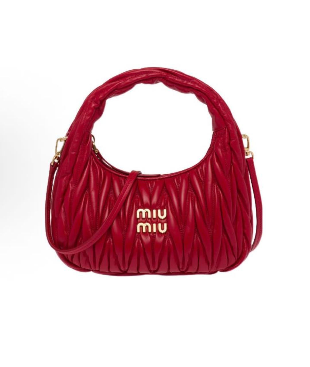 MIU MIU Красная кожаная сумка с короткими ручками, фото 5