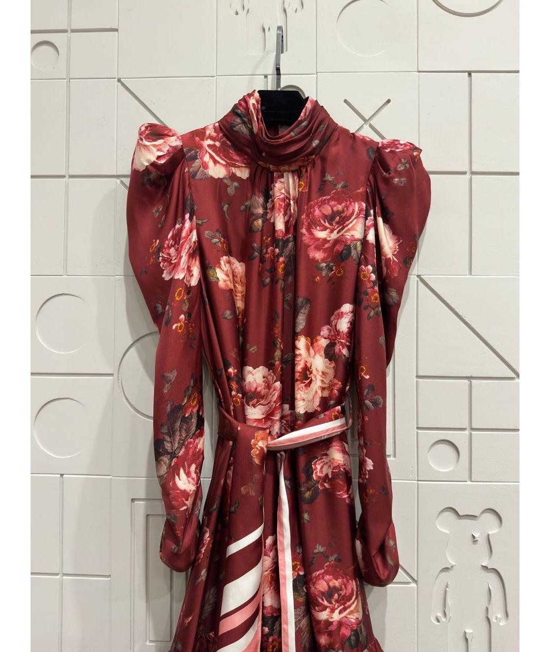 ZIMMERMANN Бордовое шелковое коктейльное платье, фото 2