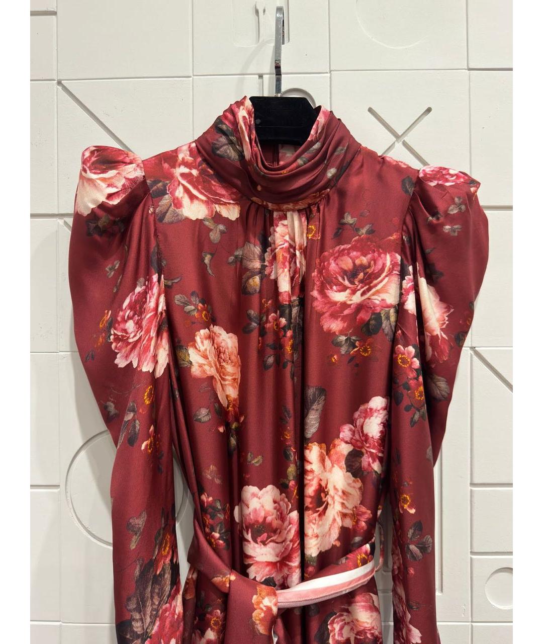 ZIMMERMANN Бордовое шелковое коктейльное платье, фото 4