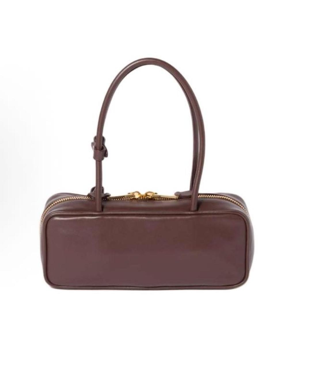 MIU MIU Коричневая кожаная сумка с короткими ручками, фото 3