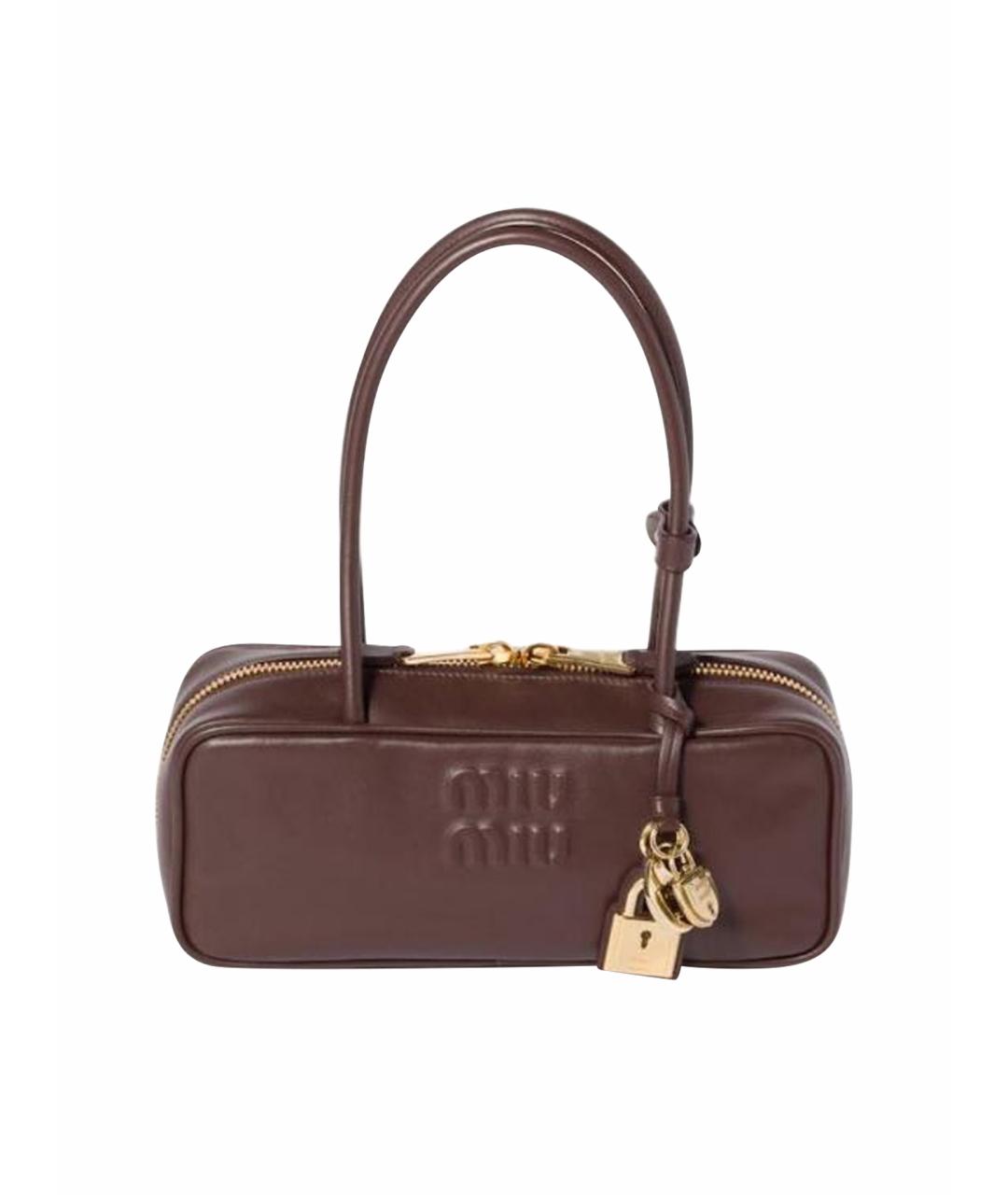 MIU MIU Коричневая кожаная сумка с короткими ручками, фото 1