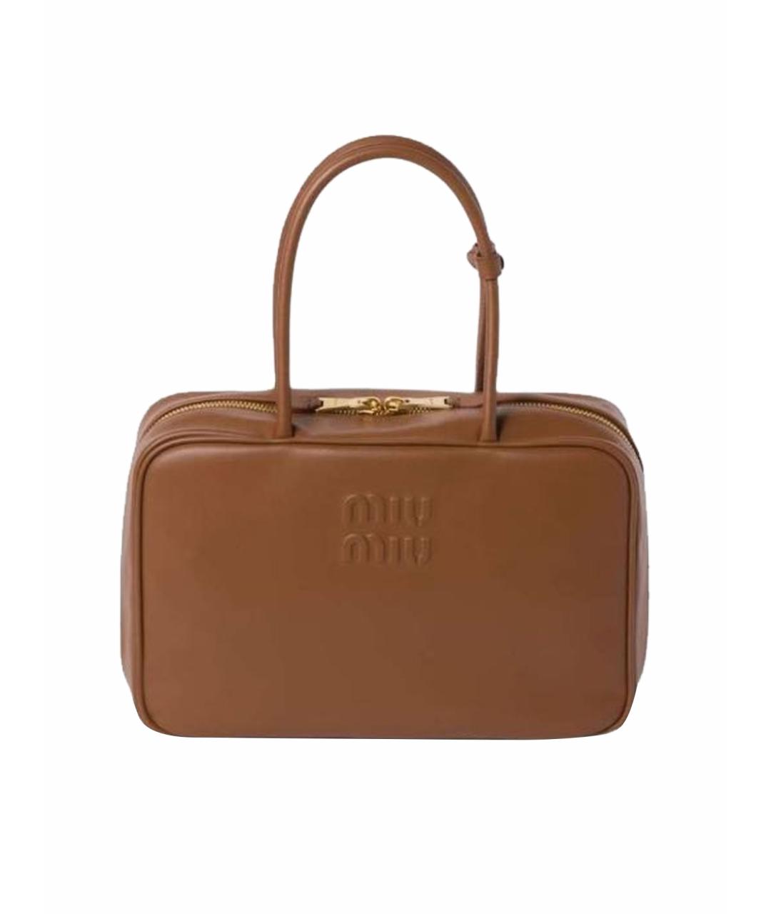 MIU MIU Коричневая кожаная сумка с короткими ручками, фото 1