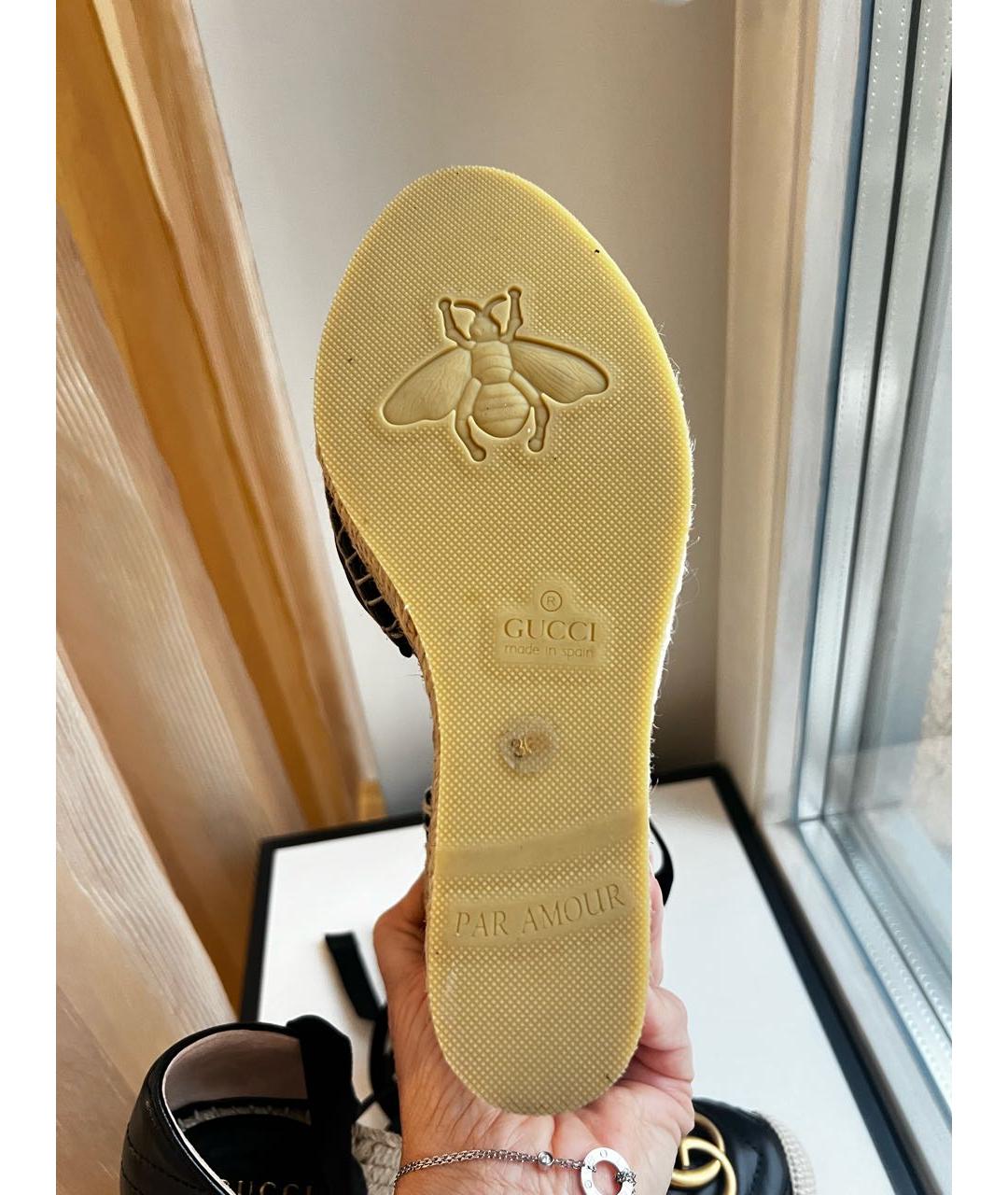 GUCCI Черные кожаные босоножки, фото 6