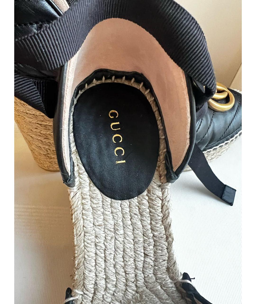 GUCCI Черные кожаные босоножки, фото 5