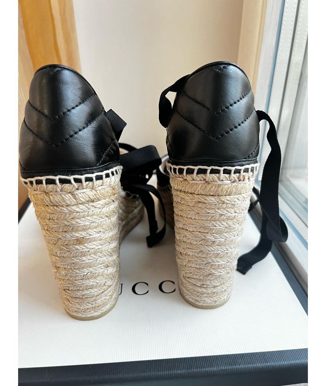 GUCCI Черные кожаные босоножки, фото 4