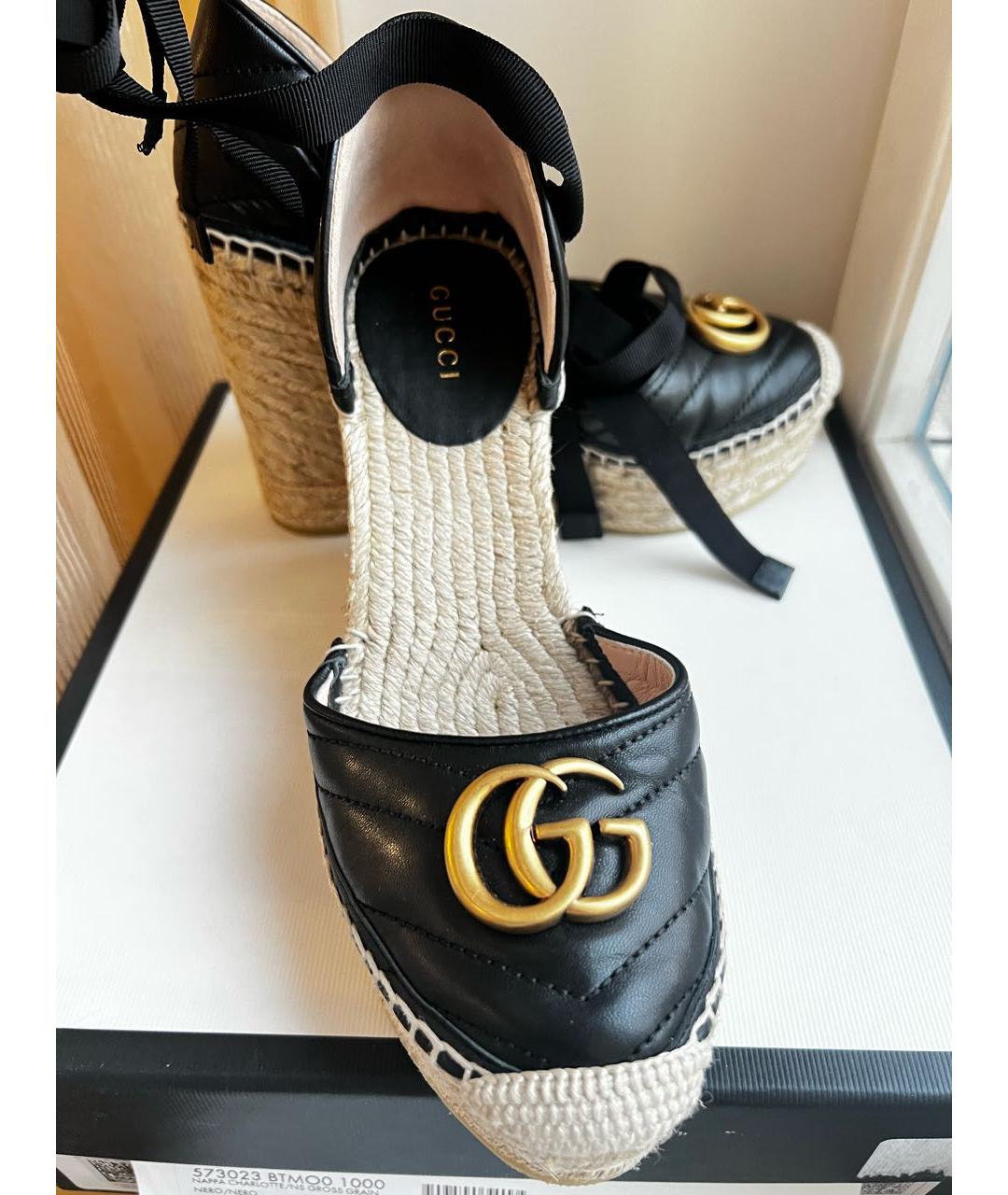 GUCCI Черные кожаные босоножки, фото 3