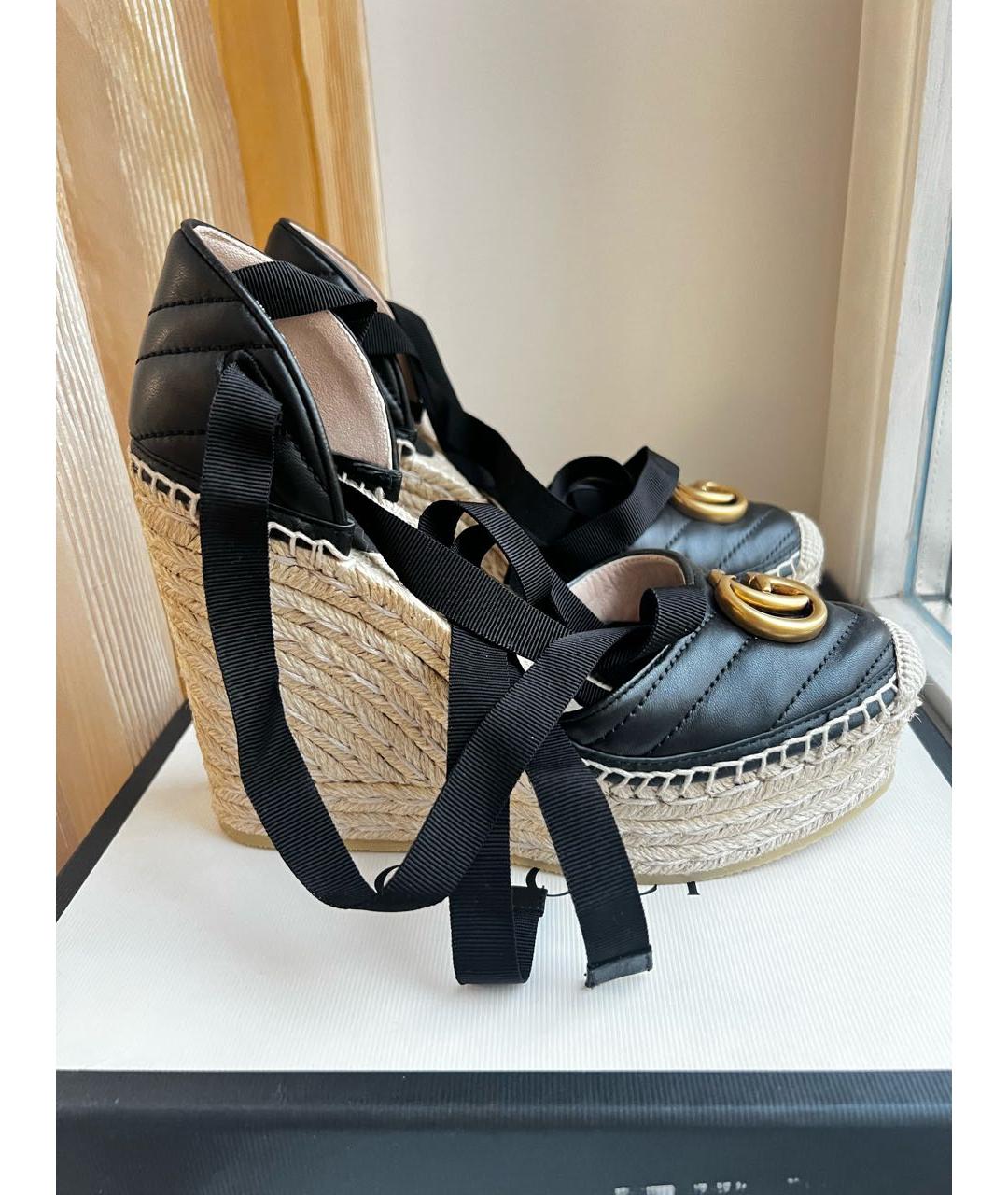 GUCCI Черные кожаные босоножки, фото 9