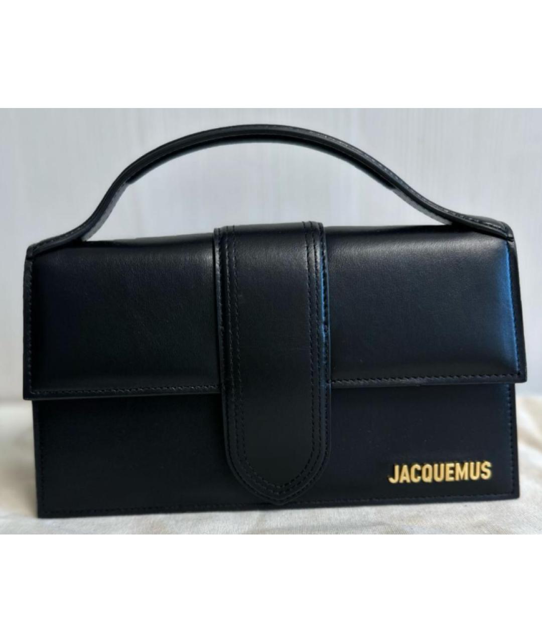 JACQUEMUS Черная кожаная сумка с короткими ручками, фото 4