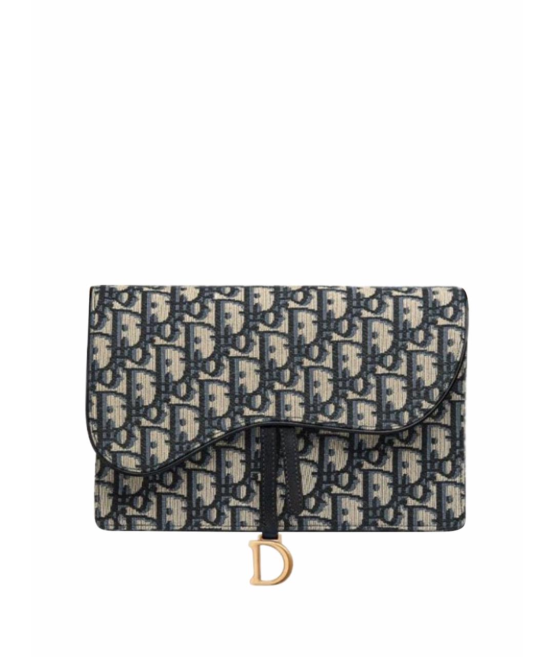 CHRISTIAN DIOR Темно-синяя жаккардовая сумка через плечо, фото 1