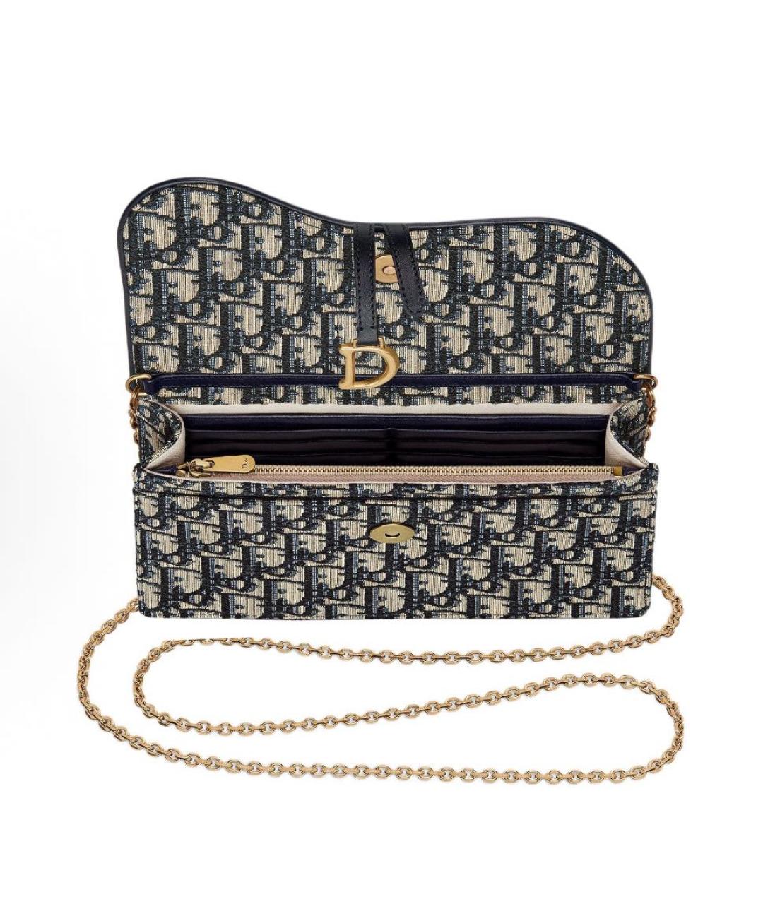 CHRISTIAN DIOR Темно-синяя жаккардовая сумка через плечо, фото 4