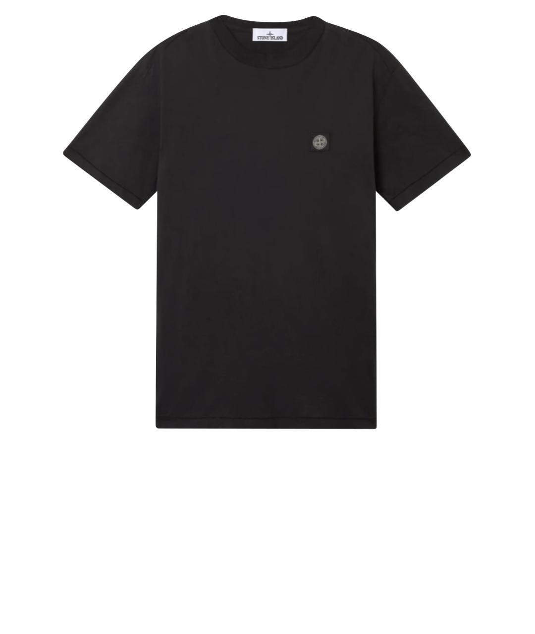 STONE ISLAND Черная хлопковая футболка, фото 1