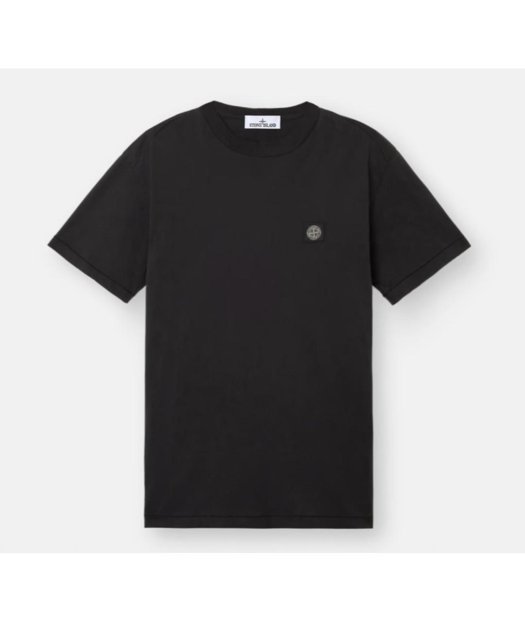 STONE ISLAND Черная хлопковая футболка, фото 5