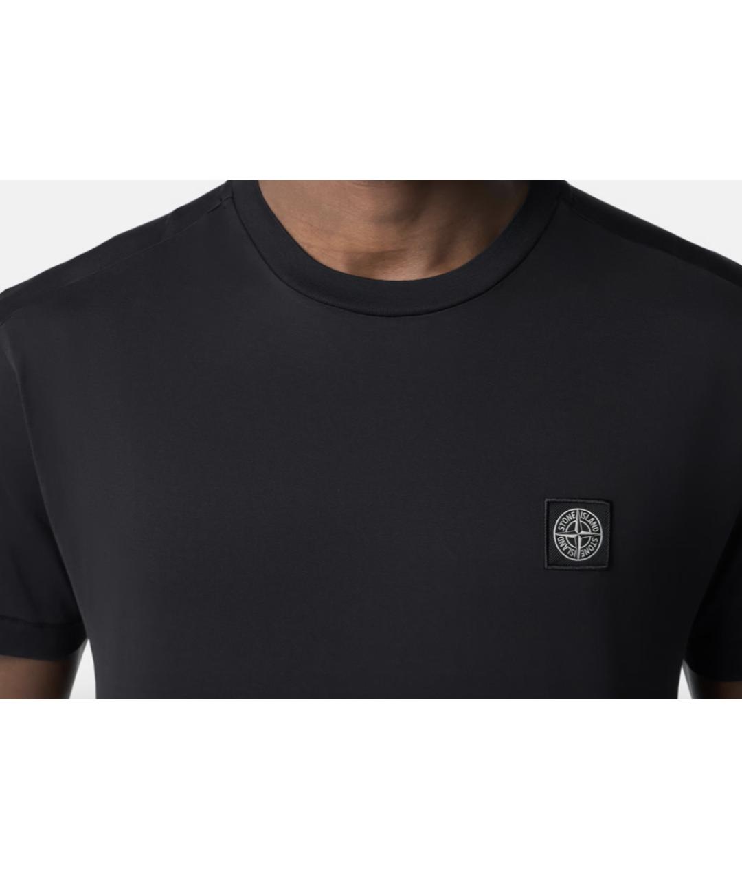 STONE ISLAND Черная хлопковая футболка, фото 3