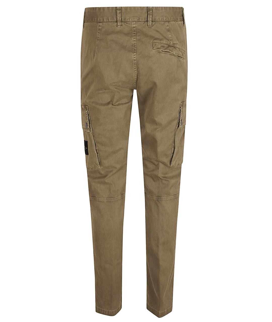 STONE ISLAND Хаки хлопко-эластановые повседневные брюки, фото 3