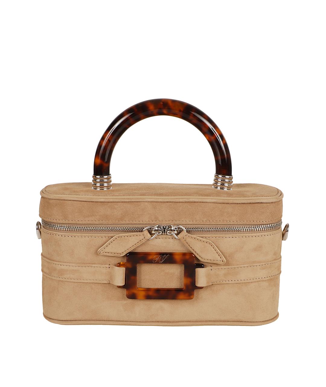 ROGER VIVIER Бежевая замшевая сумка с короткими ручками, фото 1