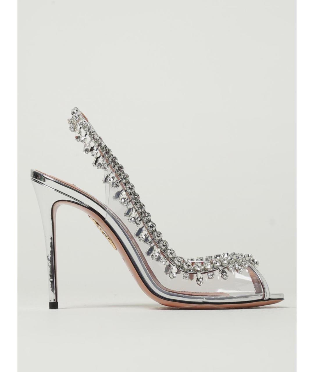 AQUAZZURA Серебряные босоножки, фото 5