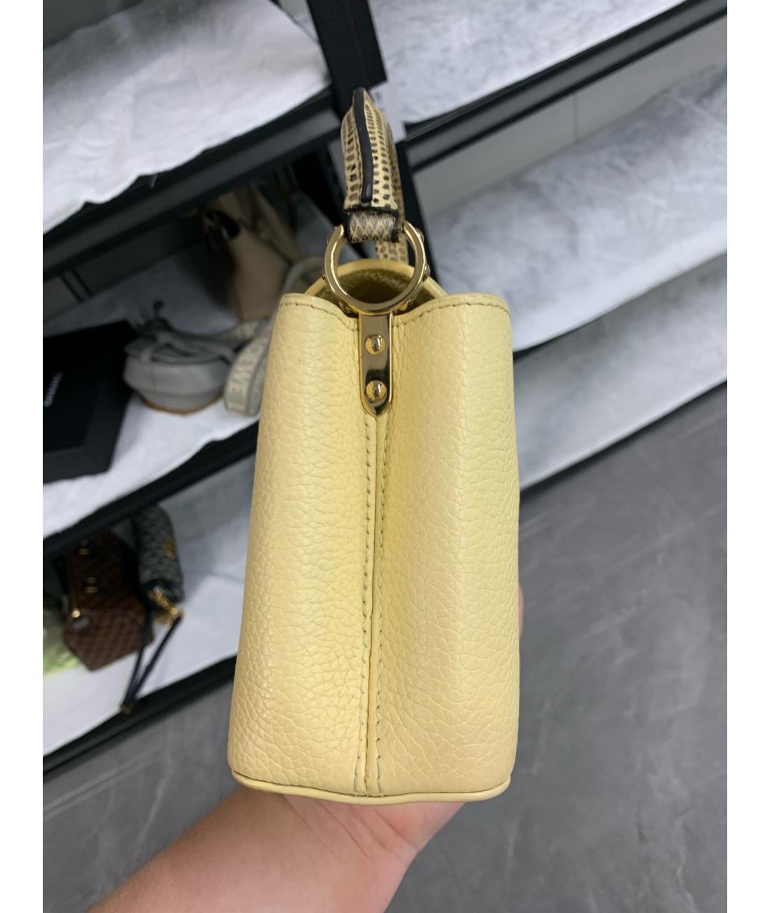 LOUIS VUITTON Желтая кожаная сумка с короткими ручками, фото 7