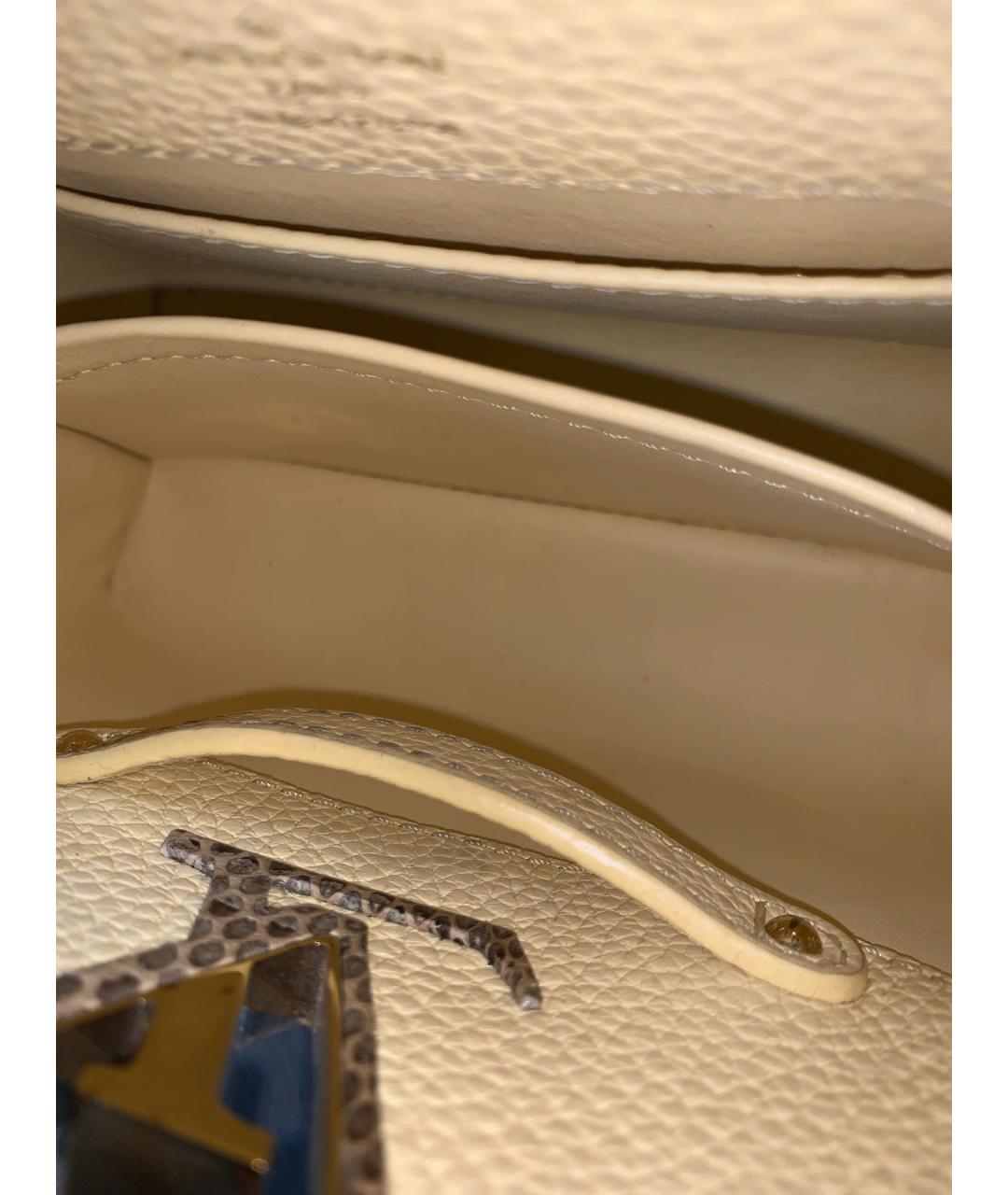 LOUIS VUITTON Желтая кожаная сумка с короткими ручками, фото 4