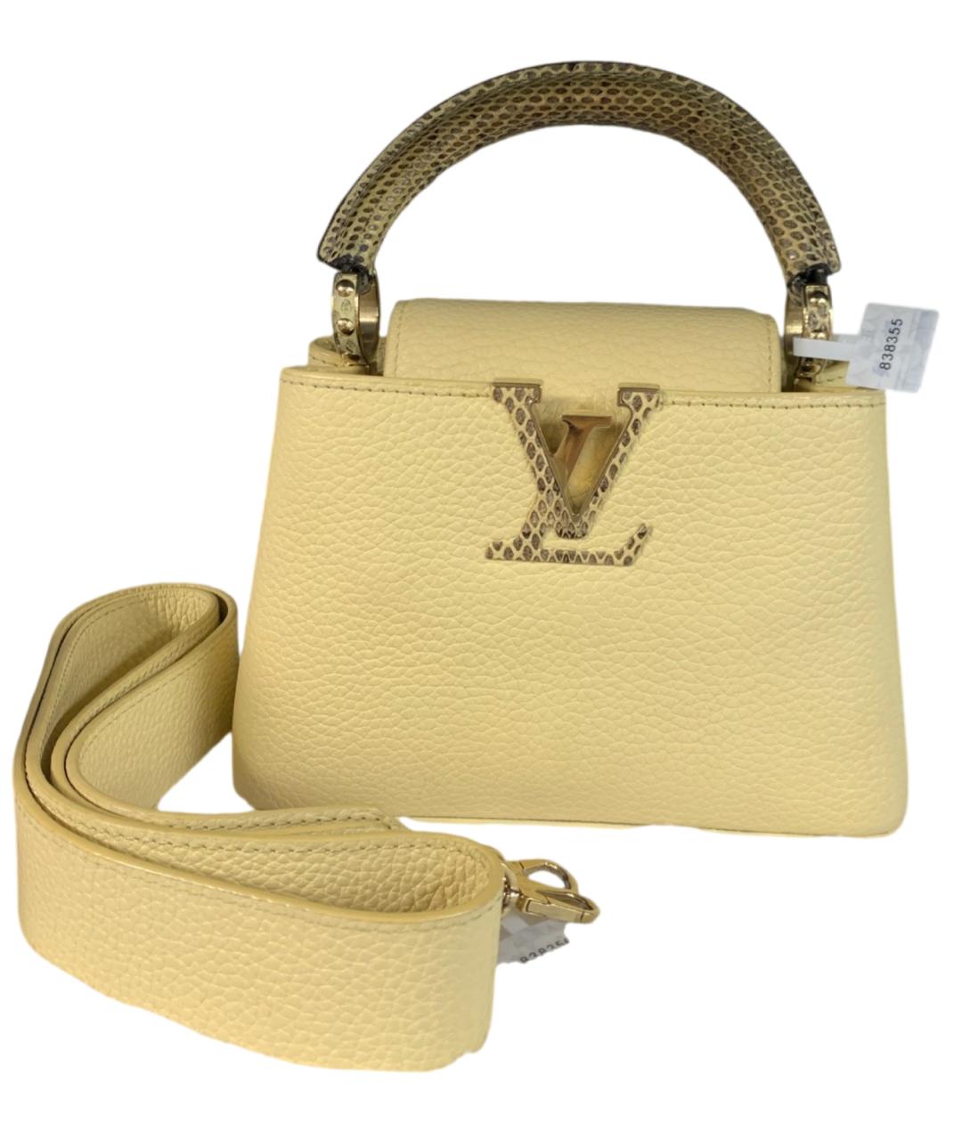 LOUIS VUITTON Желтая кожаная сумка с короткими ручками, фото 8