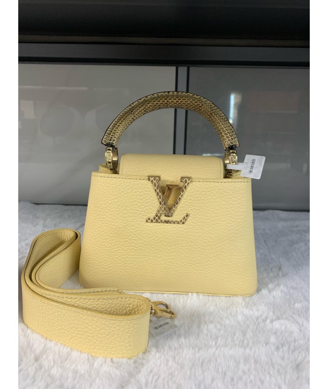 LOUIS VUITTON Желтая кожаная сумка с короткими ручками, фото 5