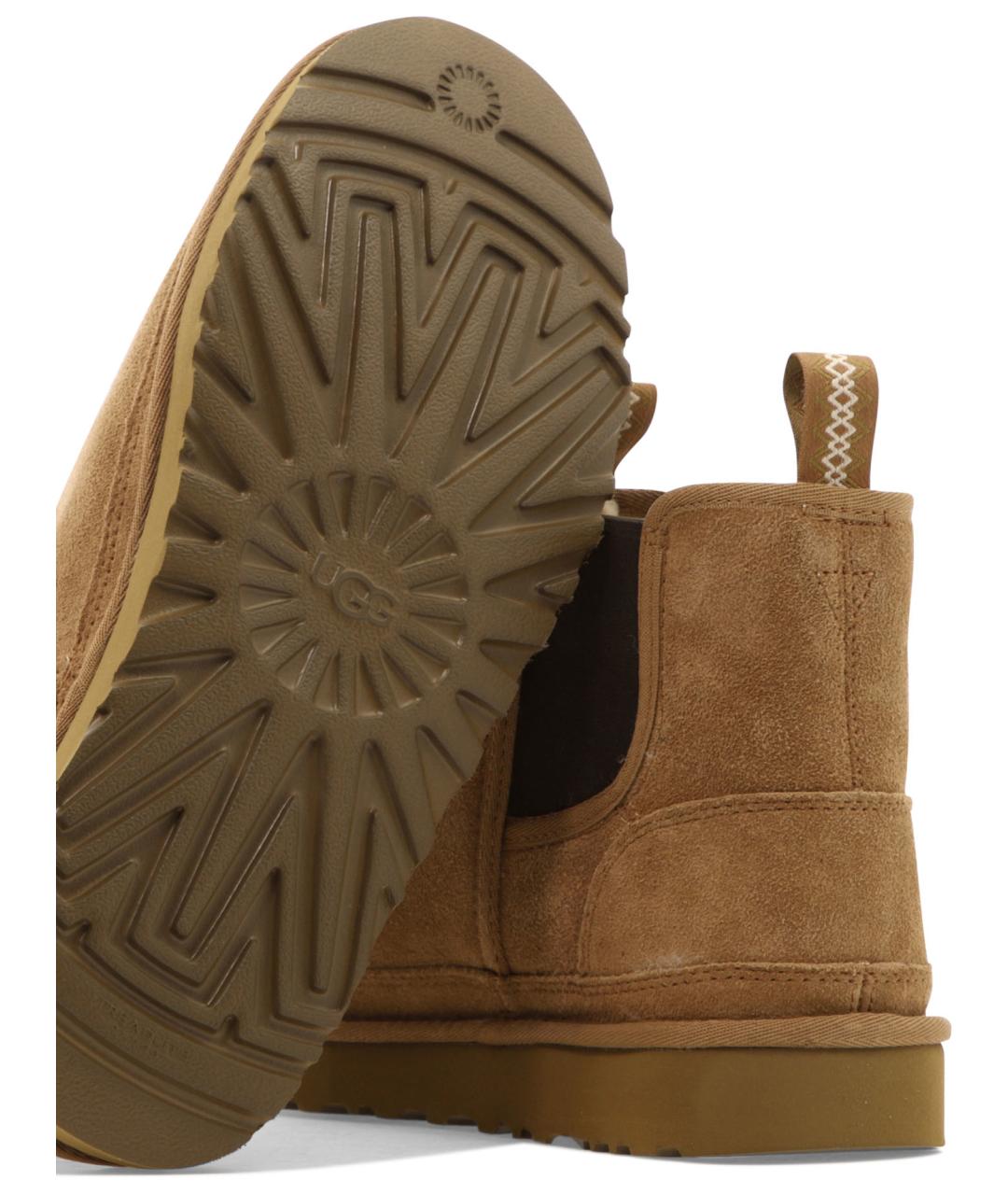 UGG AUSTRALIA Коричневые кожаные низкие ботинки, фото 5