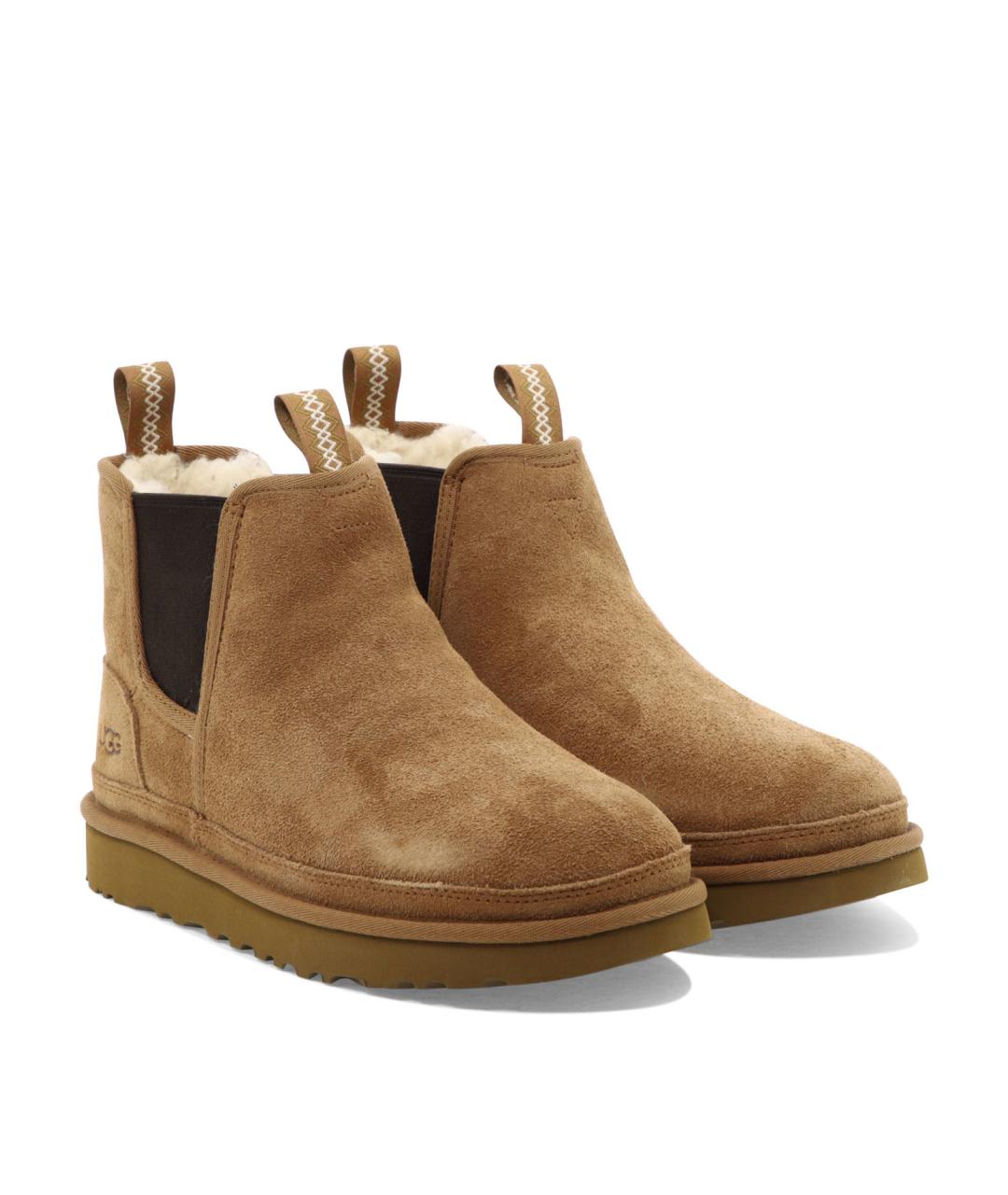 UGG AUSTRALIA Коричневые кожаные низкие ботинки, фото 2