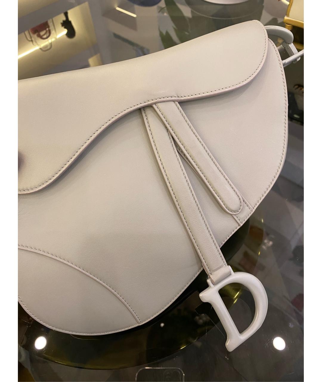 CHRISTIAN DIOR Белая кожаная сумка с короткими ручками, фото 7