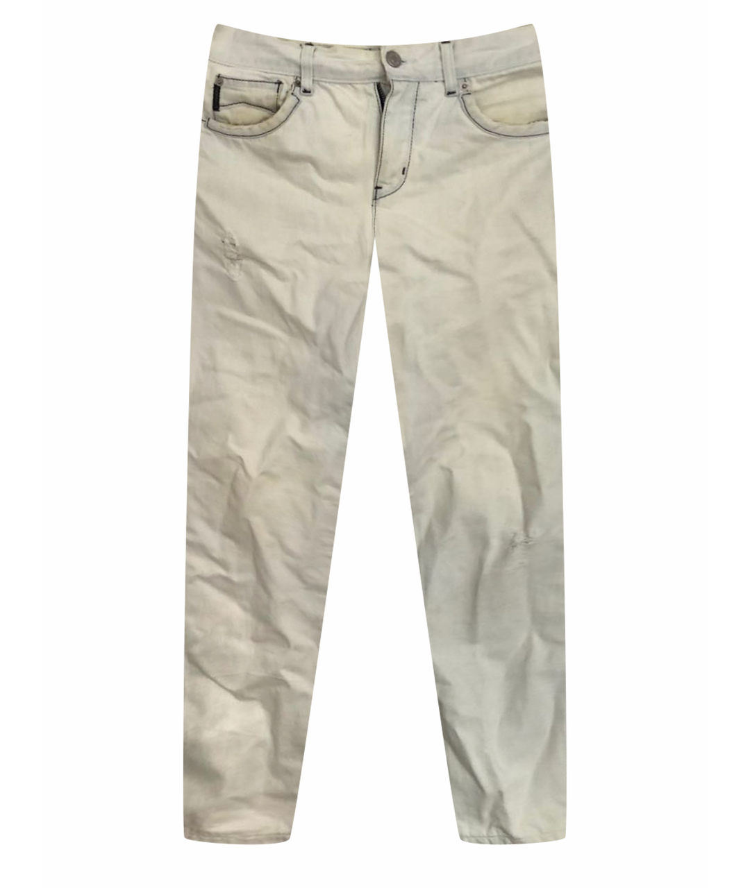 ARMANI JEANS Белые хлопковые прямые джинсы, фото 1