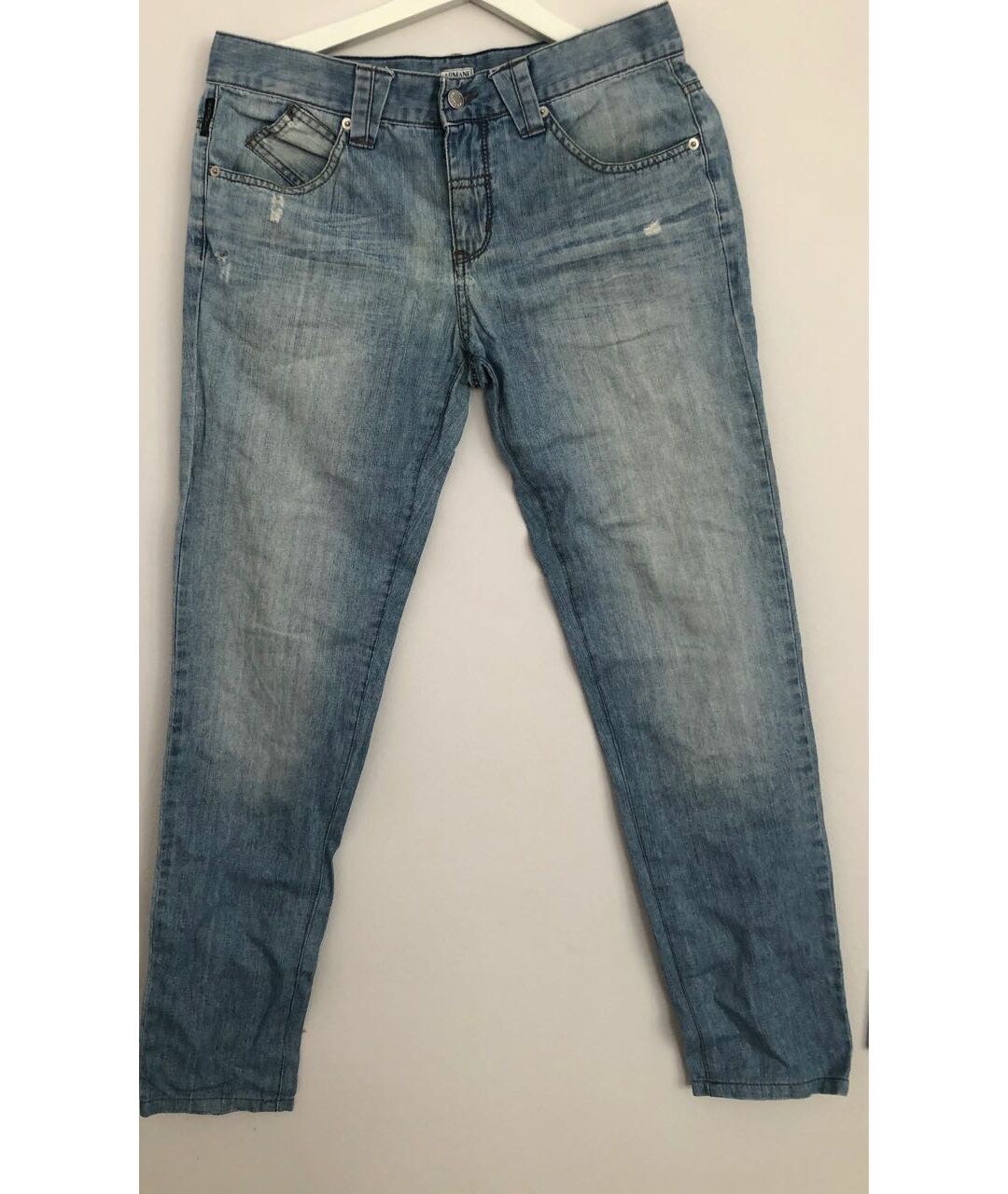 ARMANI JEANS Синие хлопковые прямые джинсы, фото 8