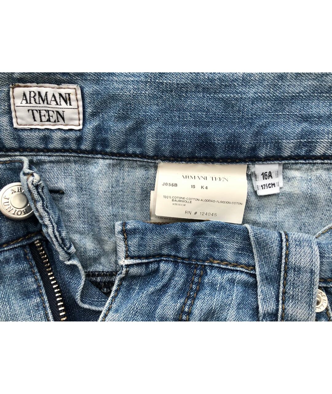 ARMANI JEANS Синие хлопковые прямые джинсы, фото 5