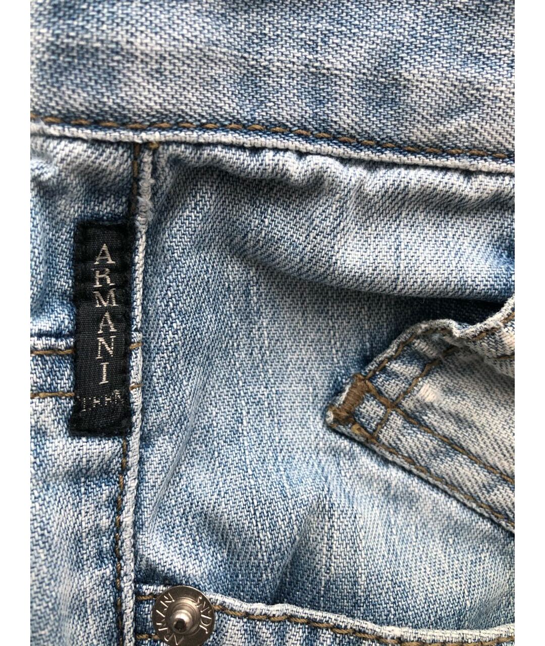 ARMANI JEANS Синие хлопковые прямые джинсы, фото 6