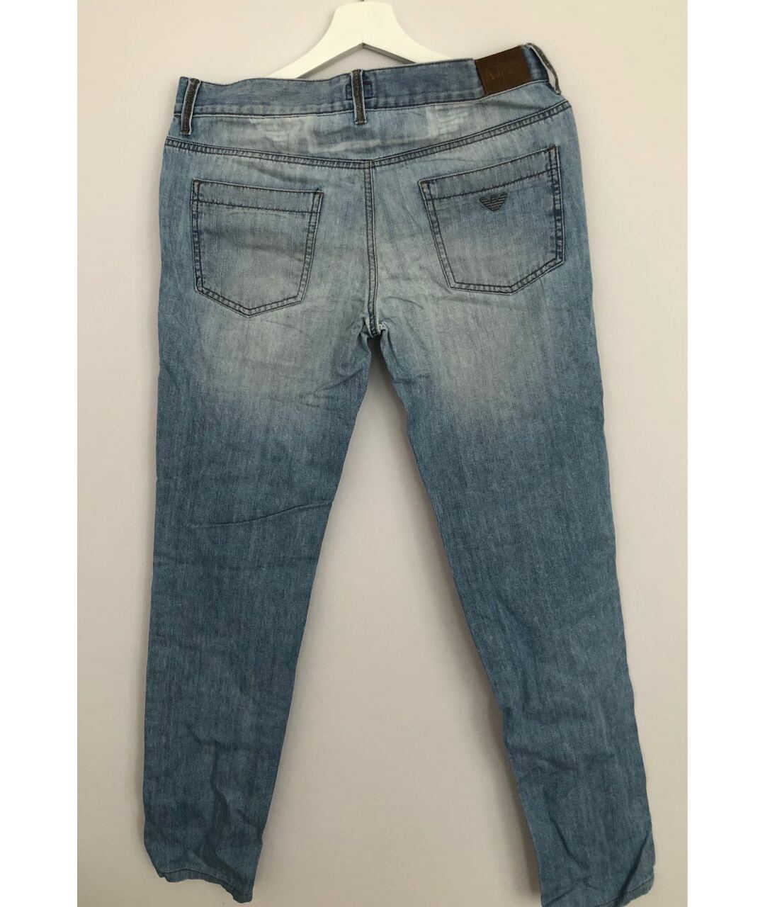 ARMANI JEANS Синие хлопковые прямые джинсы, фото 2