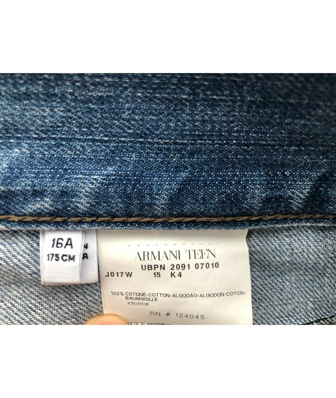 ARMANI JEANS Синие хлопковые прямые джинсы, фото 5