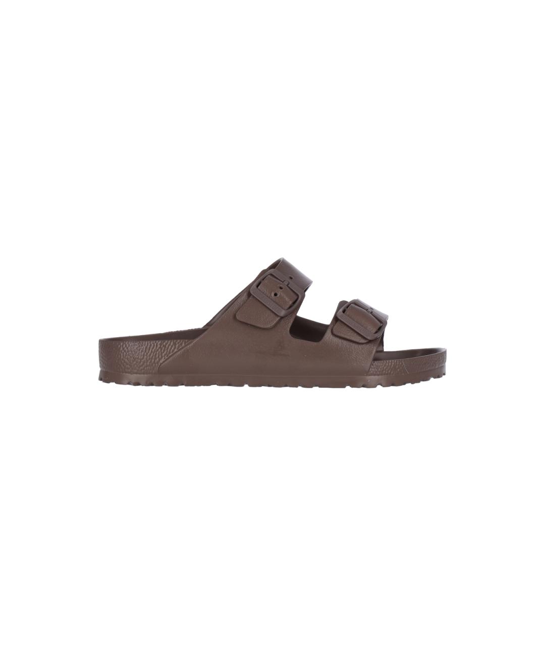 BIRKENSTOCK Коричневые кожаные шлепанцы, фото 1