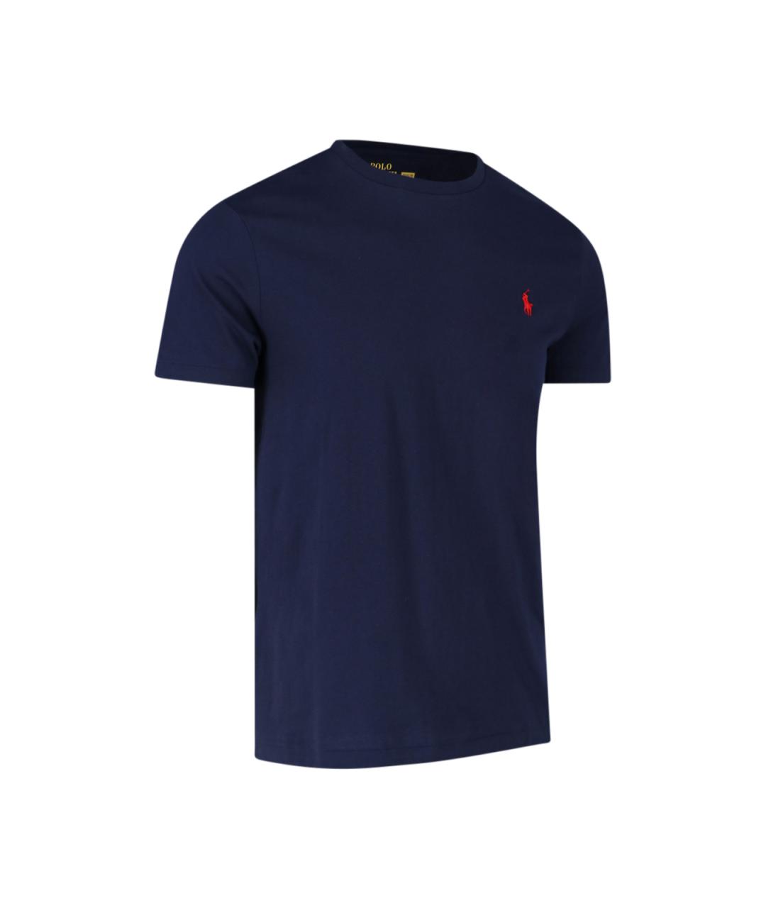 POLO RALPH LAUREN Темно-синяя хлопковая футболка, фото 2
