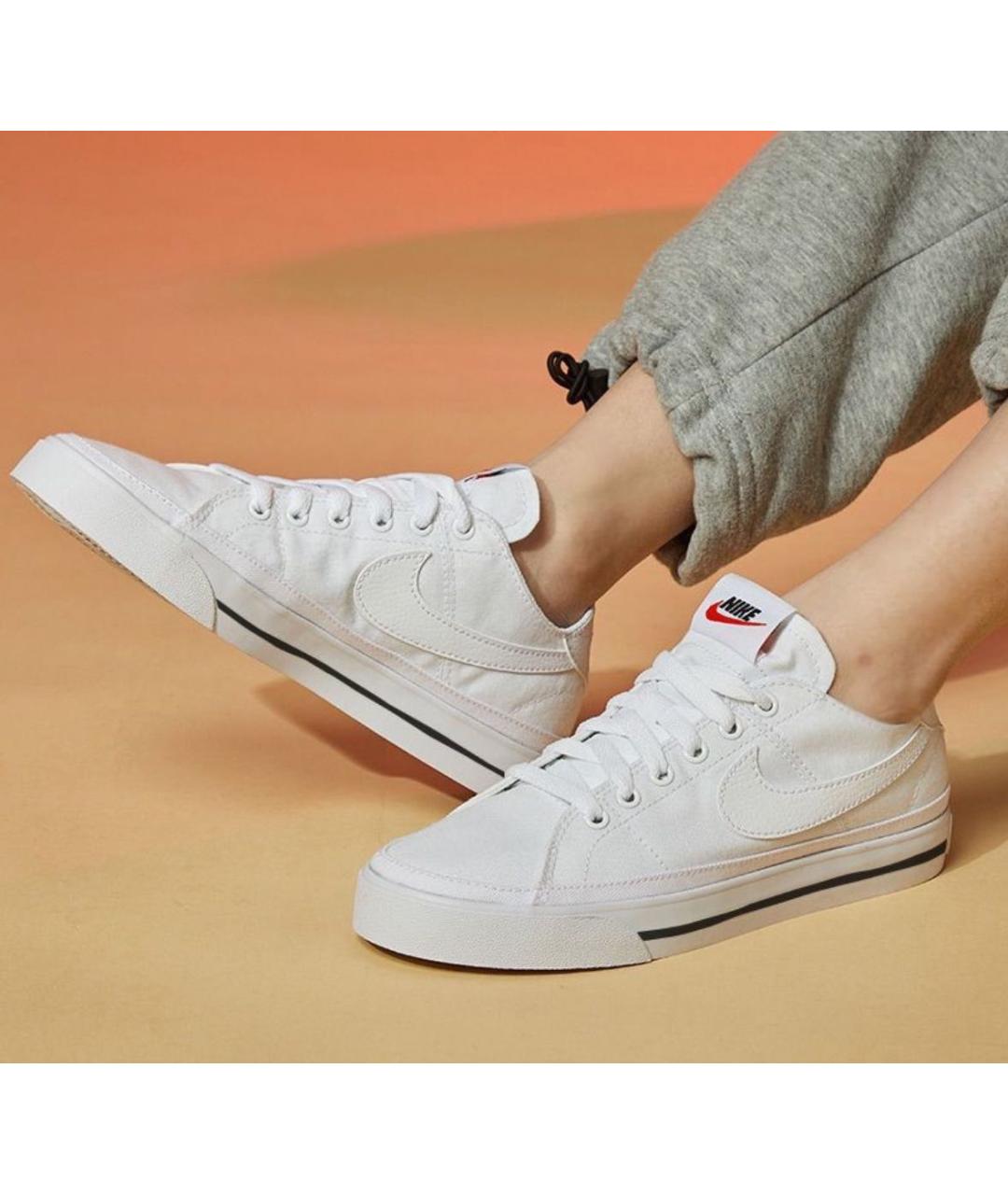 NIKE Белые текстильные низкие кроссовки / кеды, фото 8