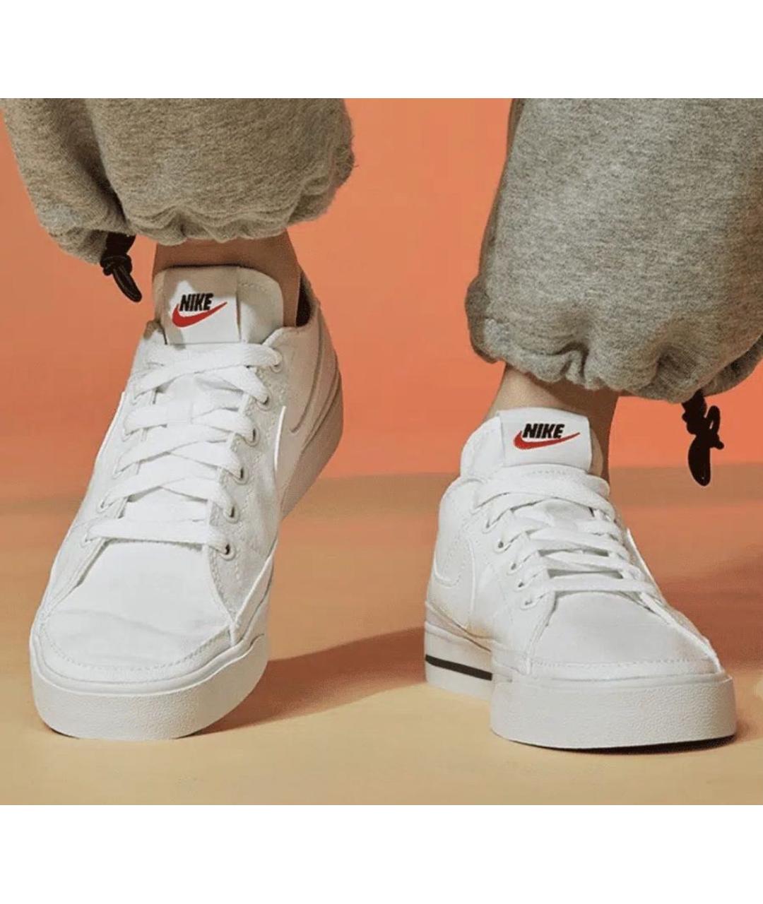 NIKE Белые текстильные низкие кроссовки / кеды, фото 7