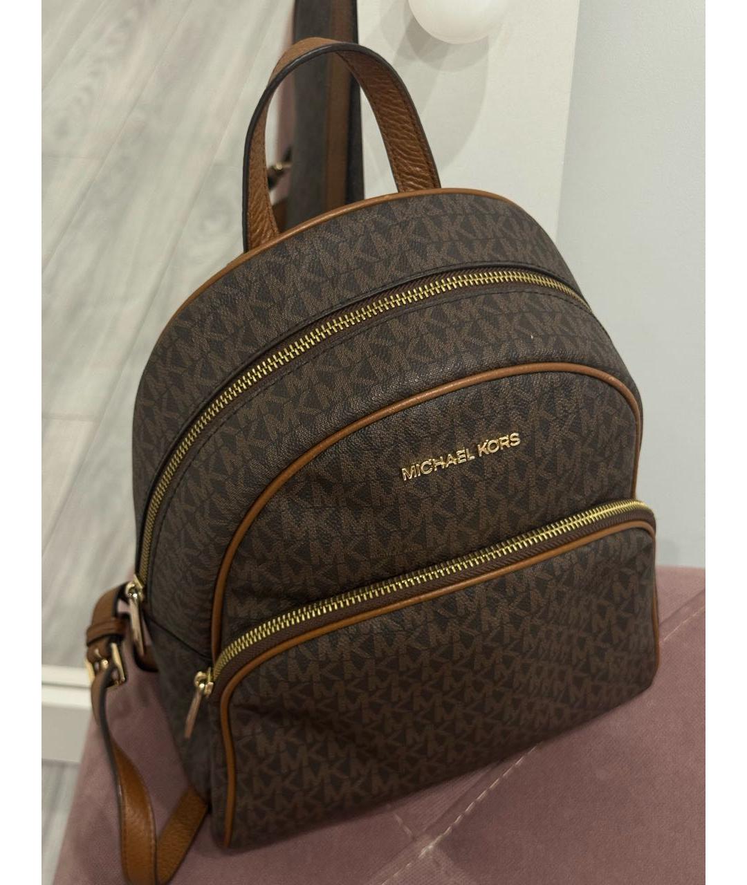 MICHAEL KORS Коричневый рюкзак из искусственной кожи, фото 8