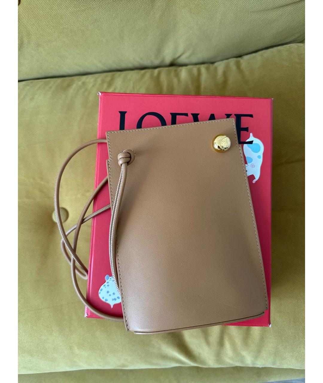 LOEWE Коричневая кожаная сумка через плечо, фото 5