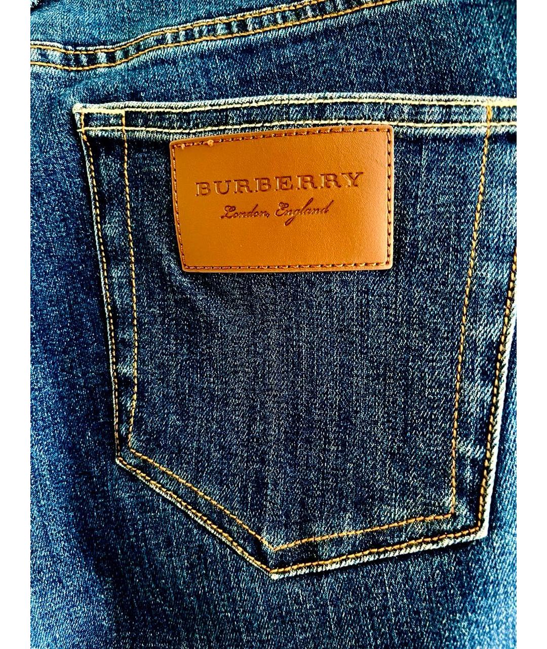 BURBERRY Синие хлопковые джинсы слим, фото 4