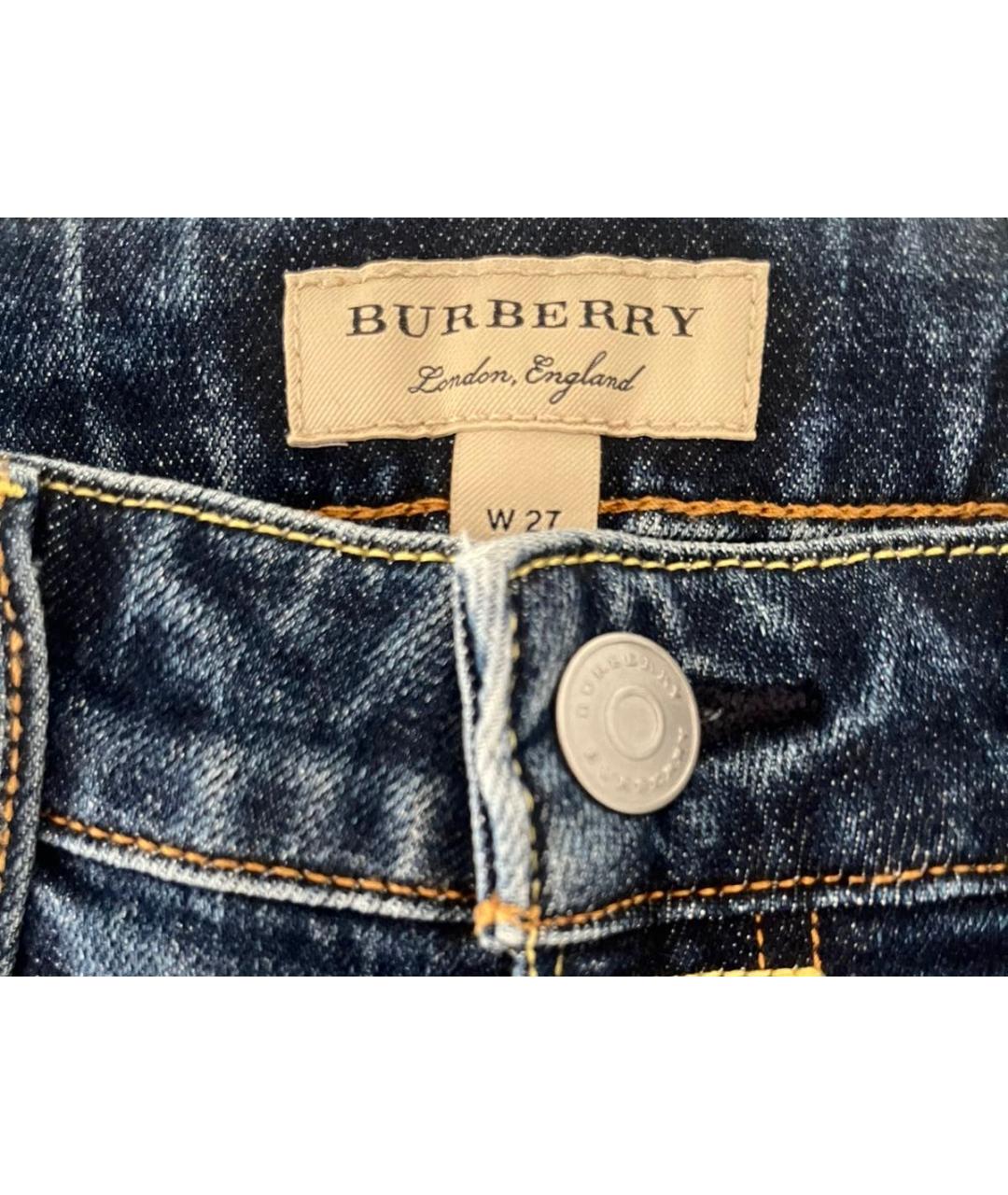 BURBERRY Синие хлопковые джинсы слим, фото 3