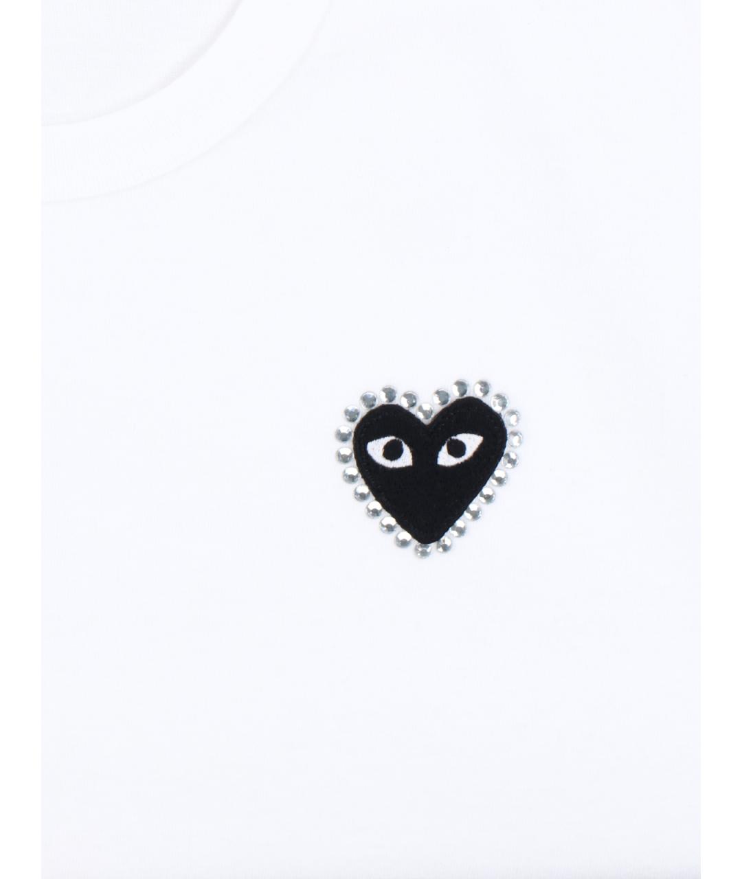 COMME DES GARÇONS PLAY Белая хлопковая футболка, фото 3