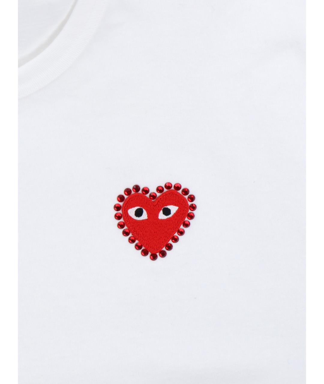 COMME DES GARÇONS PLAY Белая хлопковая футболка, фото 3