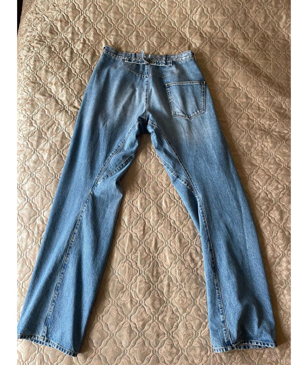 MAISON MARGIELA Синие хлопковые прямые джинсы, фото 2