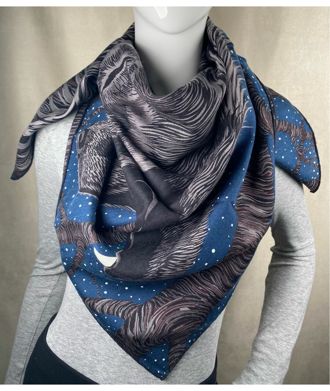 HERMES Синий платок, фото 3